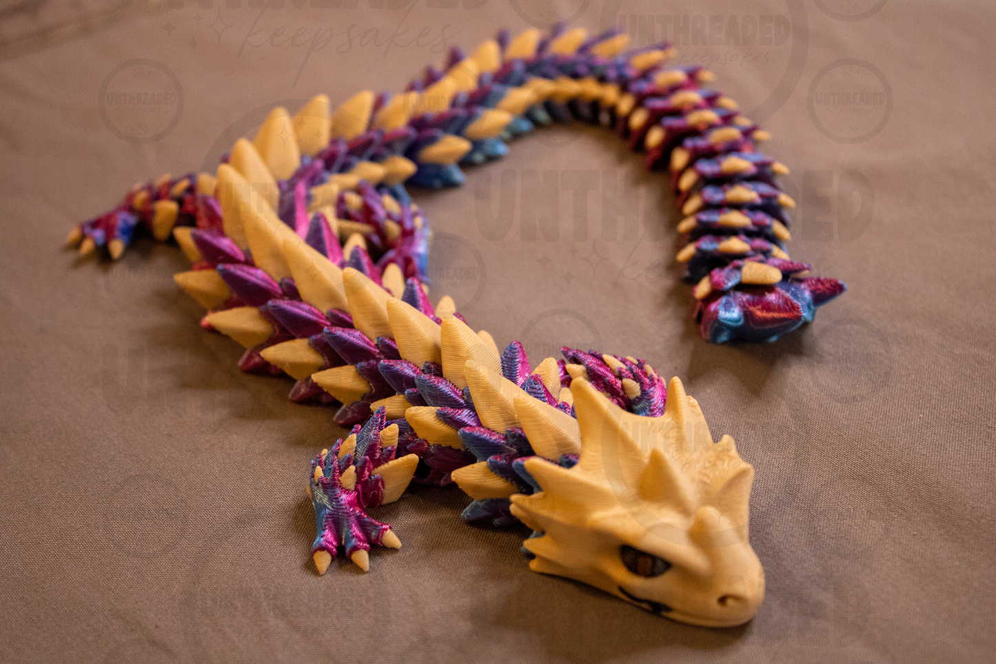Articulated Crystal Dragon – 12" Flexible 3D Printed Dragon | Iridescent Fantasy Dragon | Poseable Dragon Figure