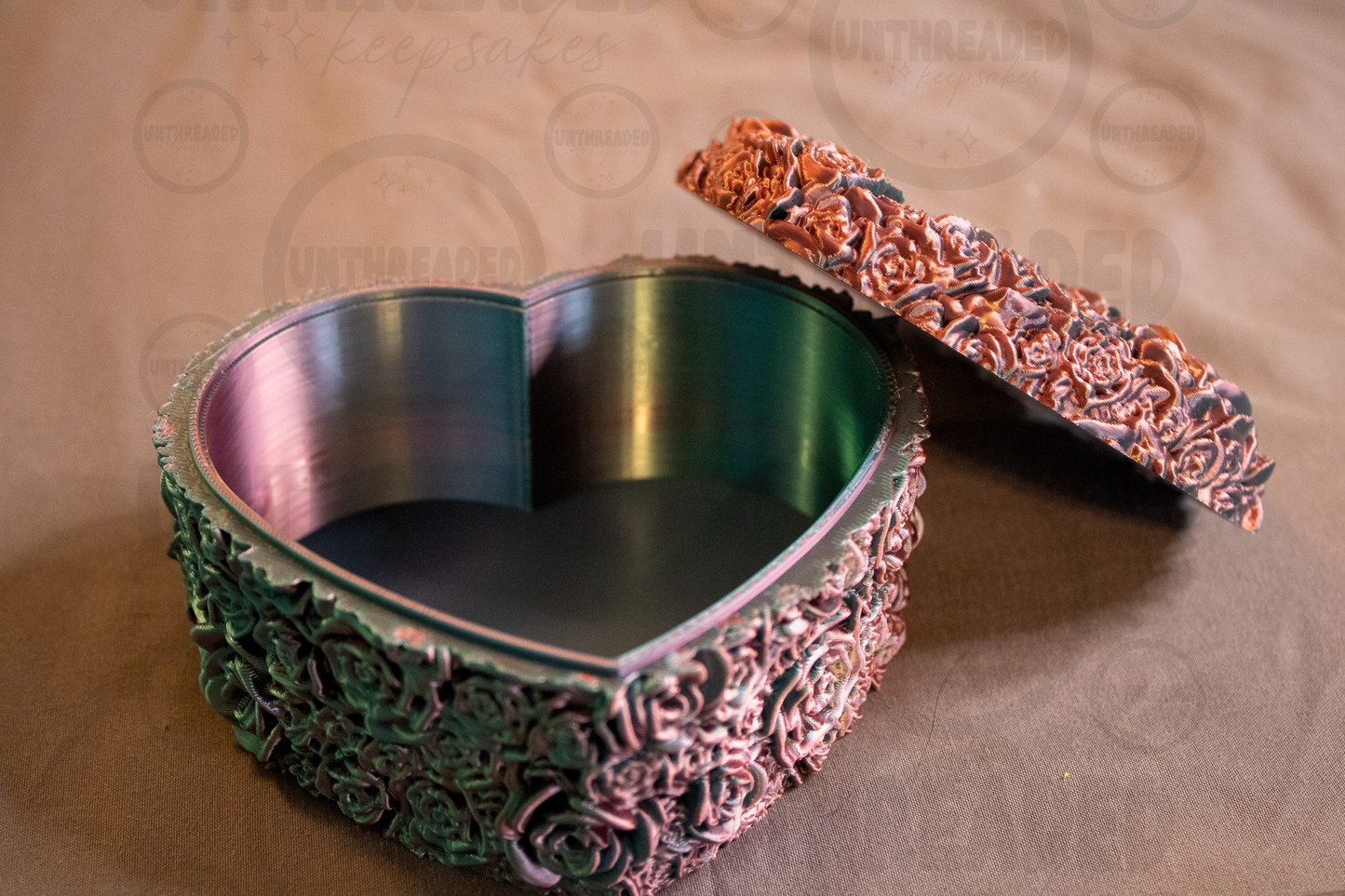 Heart Rose Jewelry Box – 3D Printed Heart-Shaped Trinket Box | Floral Keepsake Box | Ring Box | Valentine's Gift | Decorative Storage Box