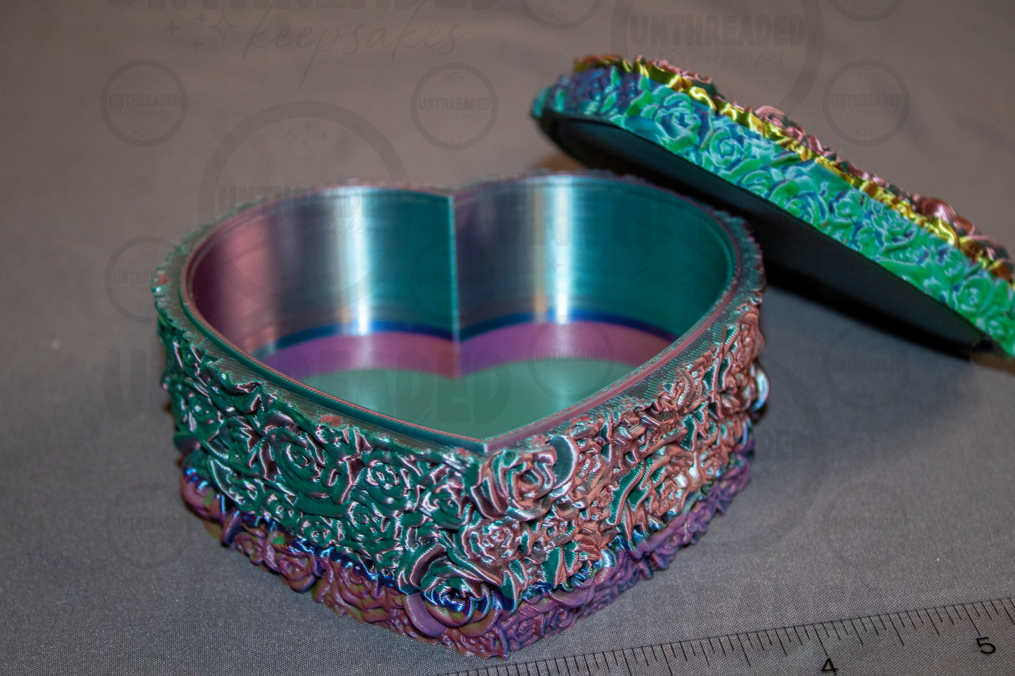 Heart Rose Jewelry Box – 3D Printed Heart-Shaped Trinket Box | Floral Keepsake Box | Ring Box | Valentine's Gift | Decorative Storage Box