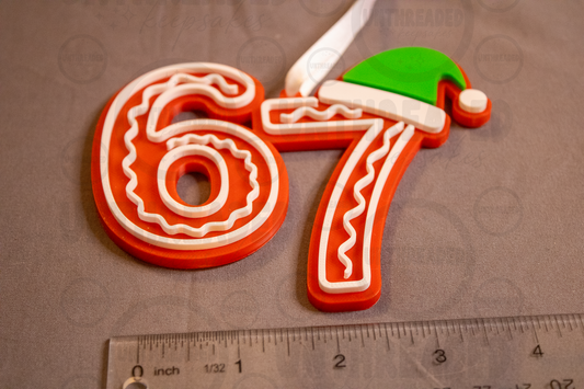 67 Christmas Ornament – 3D Printed Number Ornament