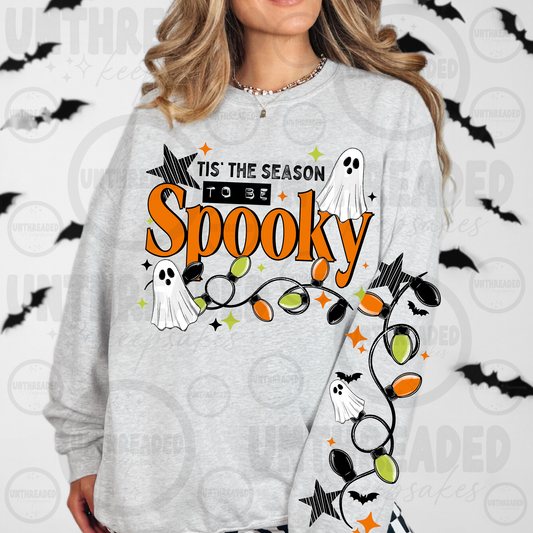 ’Tis the Season to Be Spooky Graphic Sweatshirt with Sleeve Design