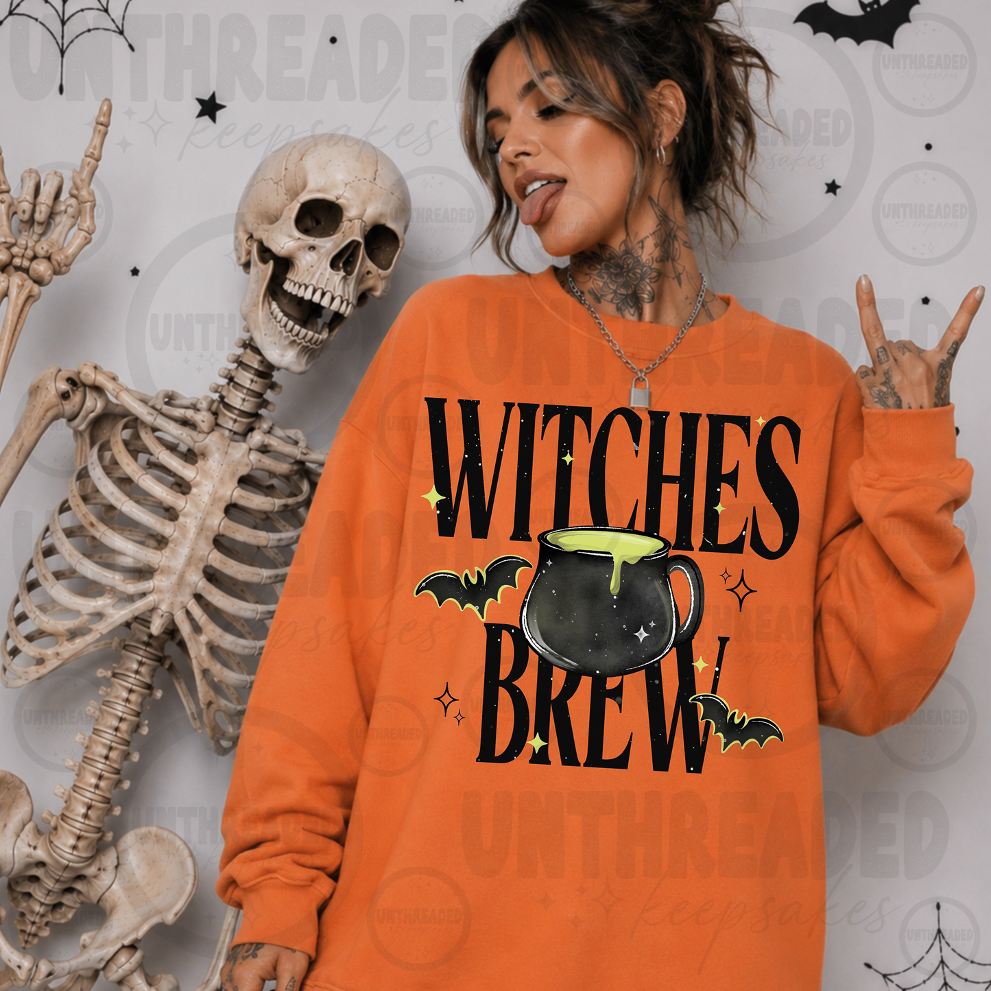 Witches Brew Halloween Graphic Sweatshirt or T-Shirt – Spooky Cauldron and Bats Apparel 🎃🦇