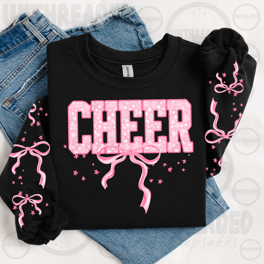 Cheer Pink Floral Bow Graphic Sweatshirt