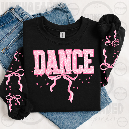 Dance Pink Floral Bow Graphic Sweatshirt