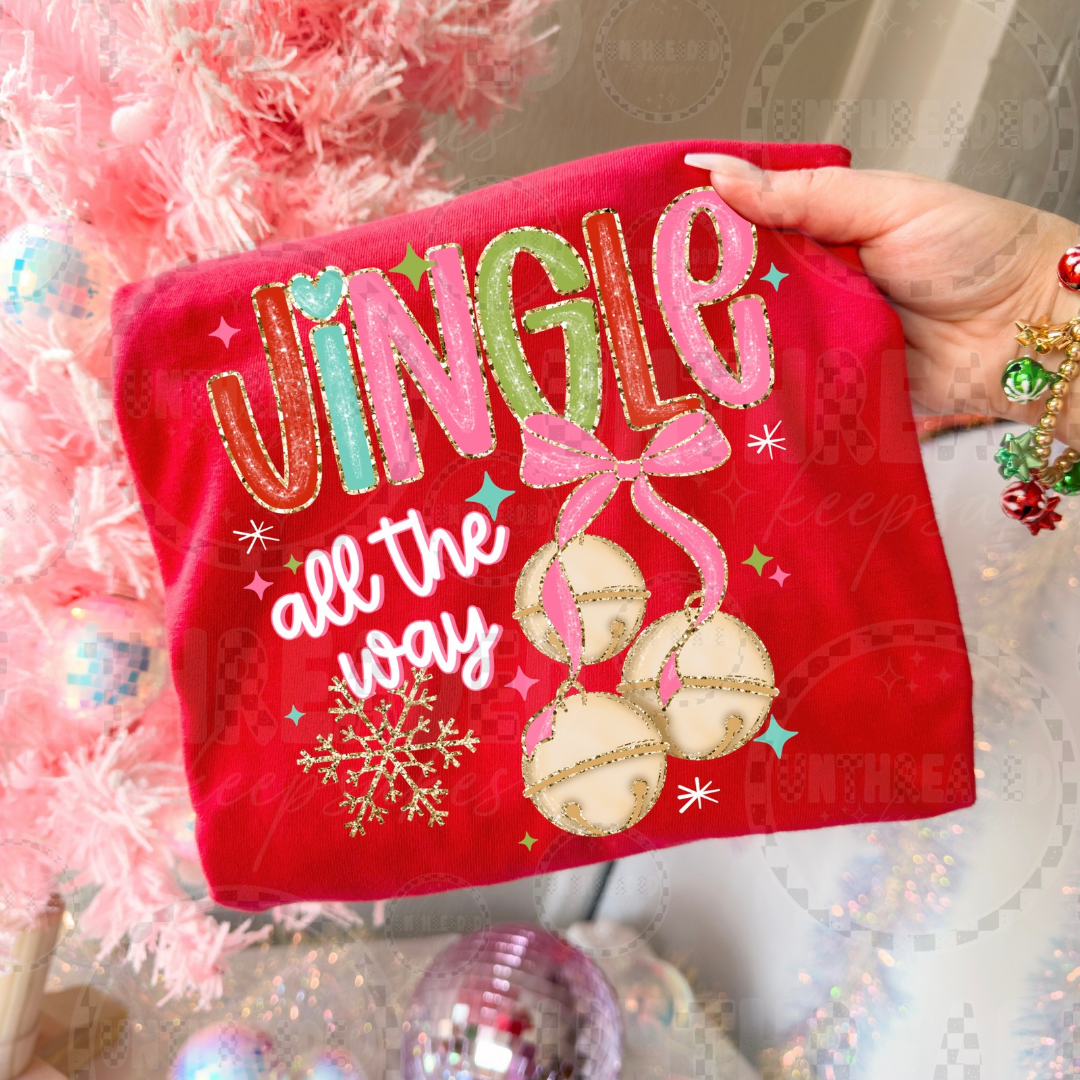 Jingle All the Way Christmas bells graphic apparel mockup