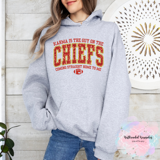 Karma is the guy on the Chiefs Hoodie