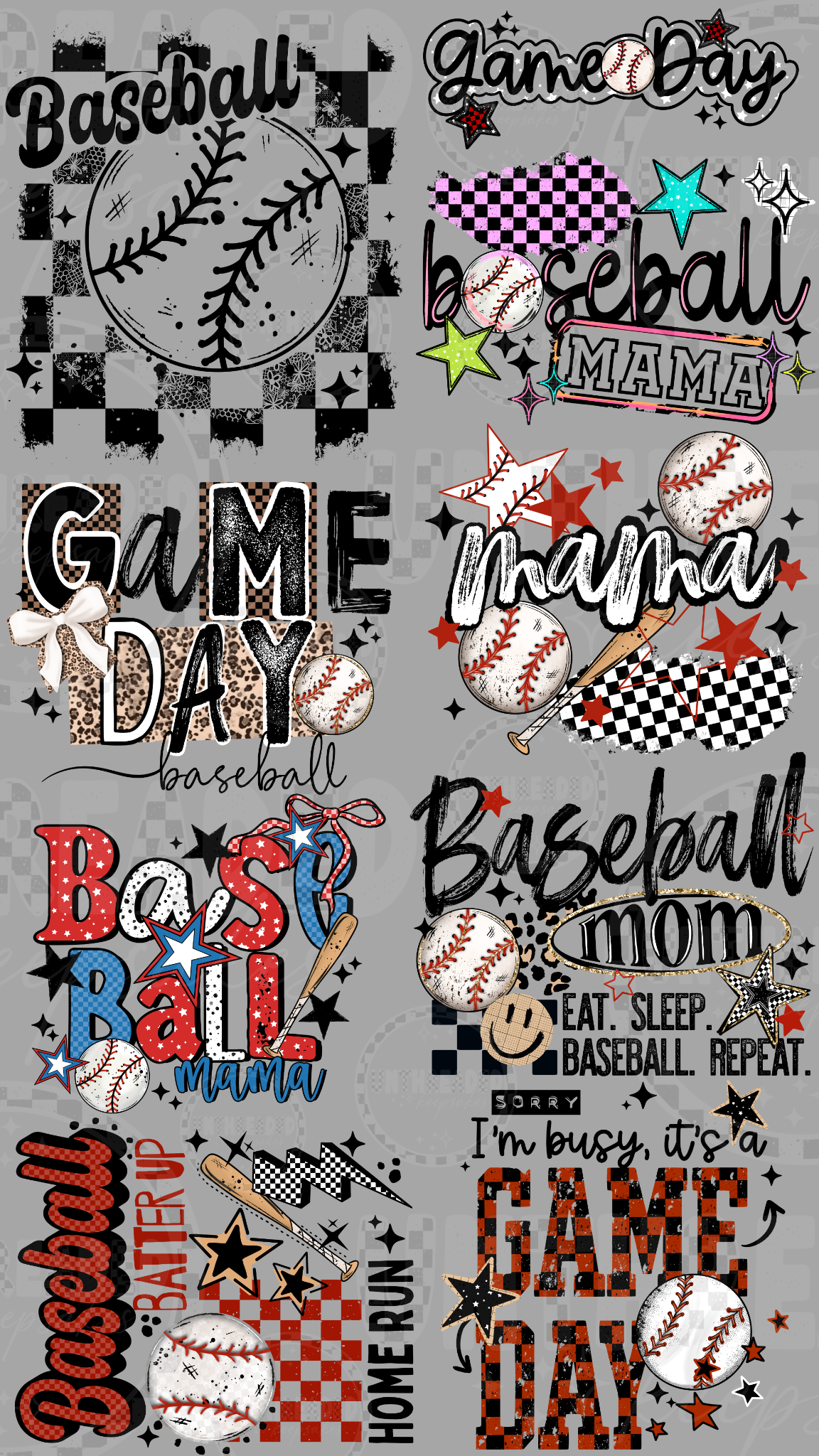 Baseball game day 22 by 40 inch premade DTF gang sheet