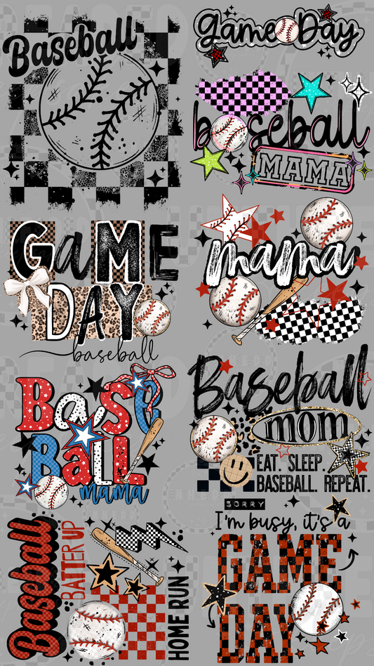 Baseball game day 22 by 40 inch premade DTF gang sheet