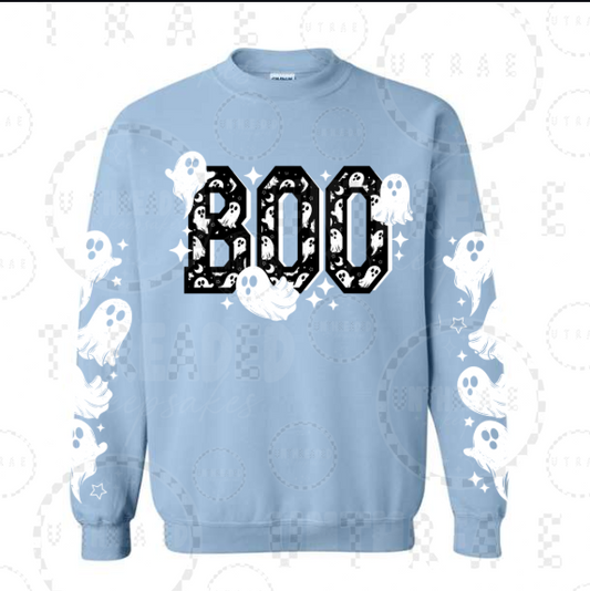 BOO ghost sleeve graphic crewneck sweatshirt - size Large