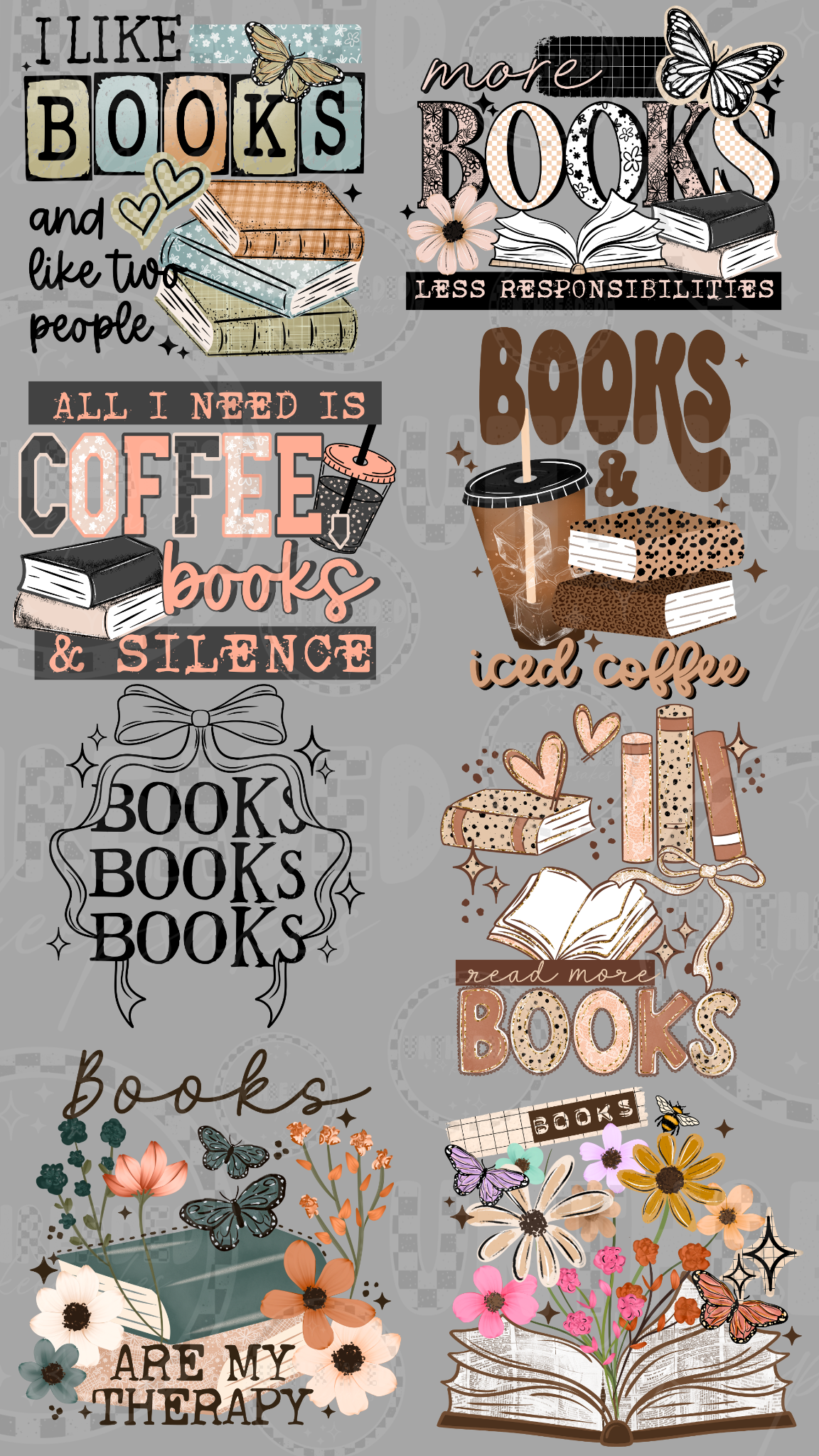 Book lover 22 by 40 inch premade DTF gang sheet