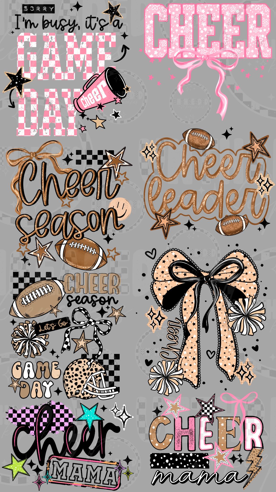 Cheer and football game day 22 by 40 inch premade DTF gang sheet