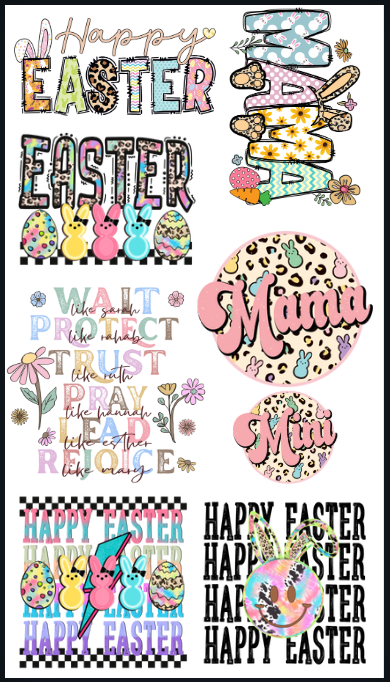 Easter Premade 22 by 40 Direct To Film Sheet