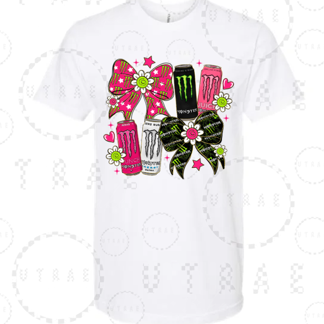 Energy drink bows graphic T-shirt - size Medium