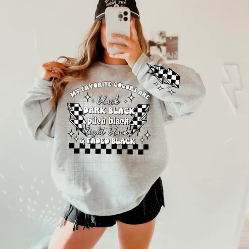My Favorite Colors Are Black graphic crewneck - size 2XL