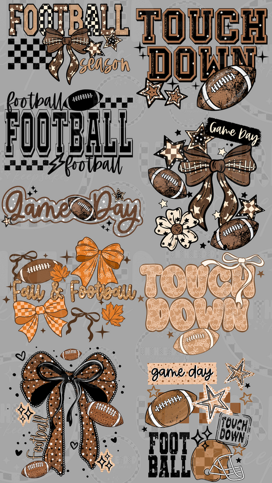 Football game day touchdown 22 by 40 inch premade DTF gang sheet