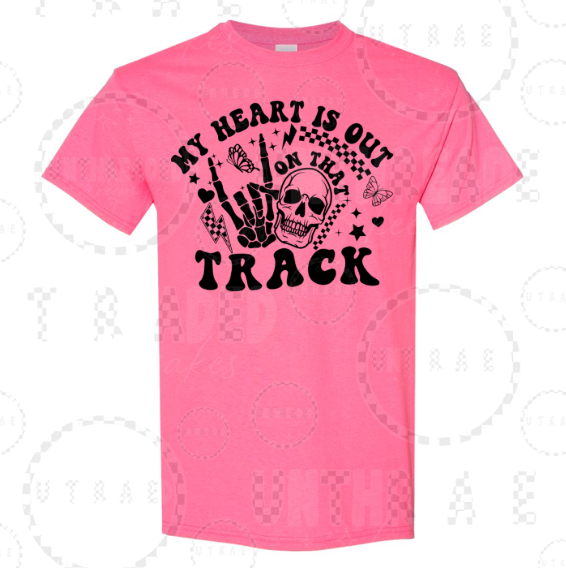 My Heart Is Out On The Track graphic T-shirt - size Small