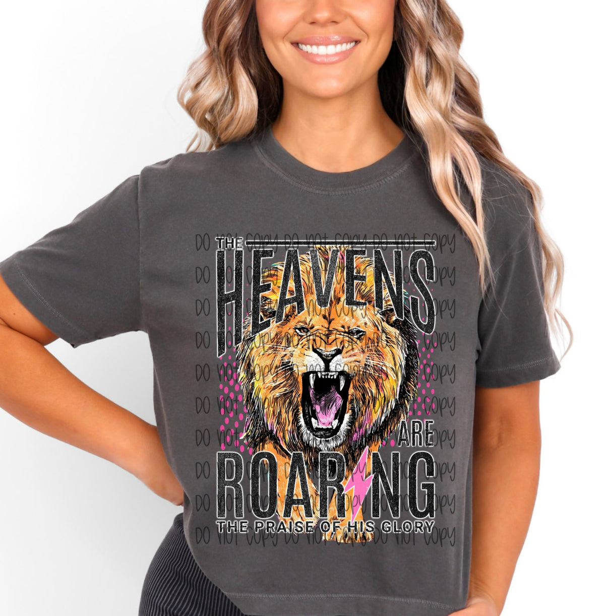 Charcoal gray The Heavens Are Roaring lion Christian graphic T-shirt