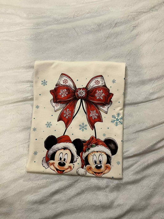 🎀🎄 Holiday Bow & Mouse Duo Christmas Sweatshirt / Tee 🎅❄️