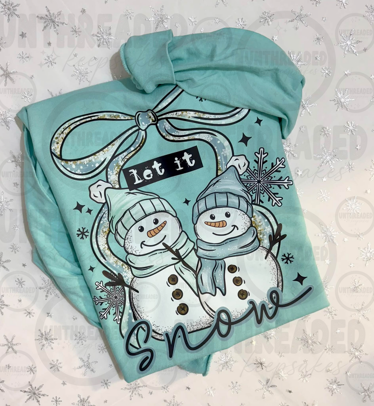 Let It Snow Snowman Bow Crewneck Sweatshirt
