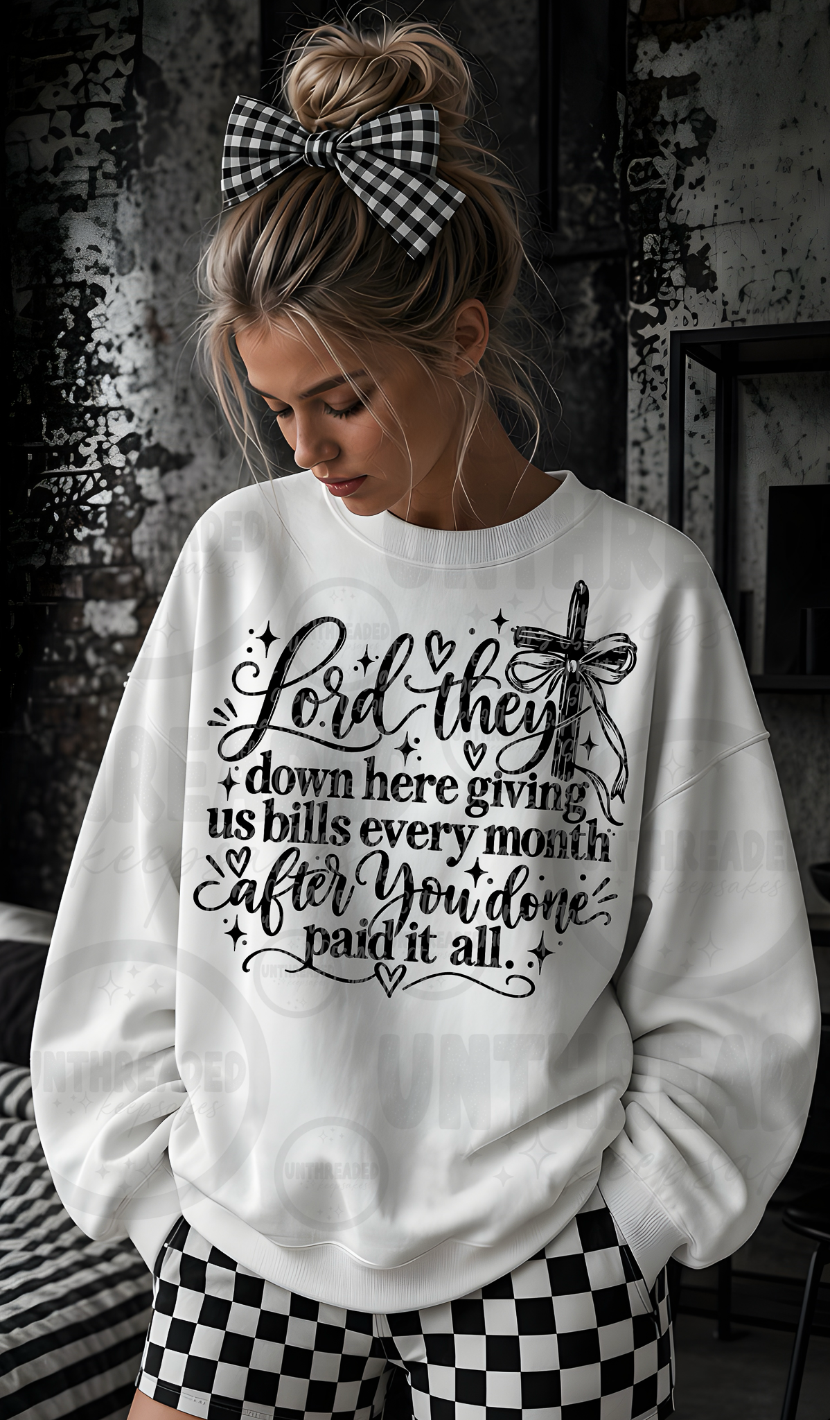 Lord they down here giving us bills every month Christian graphic shirt