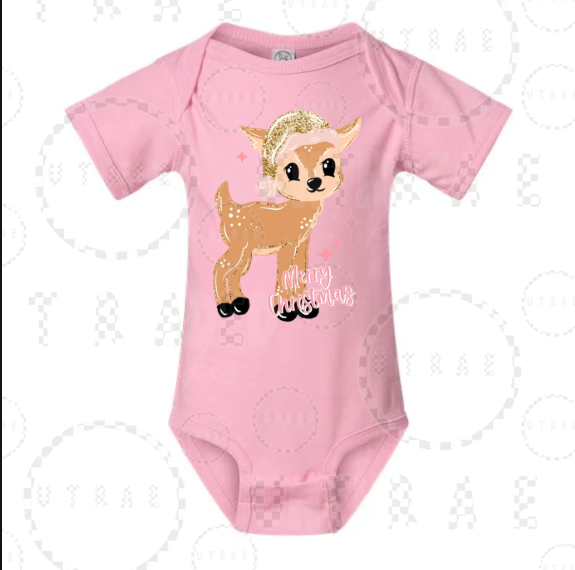 Merry Christmas deer infant bodysuit - newborn