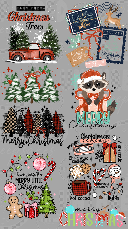Merry Christmas holiday 22 by 40 inch premade DTF gang sheet