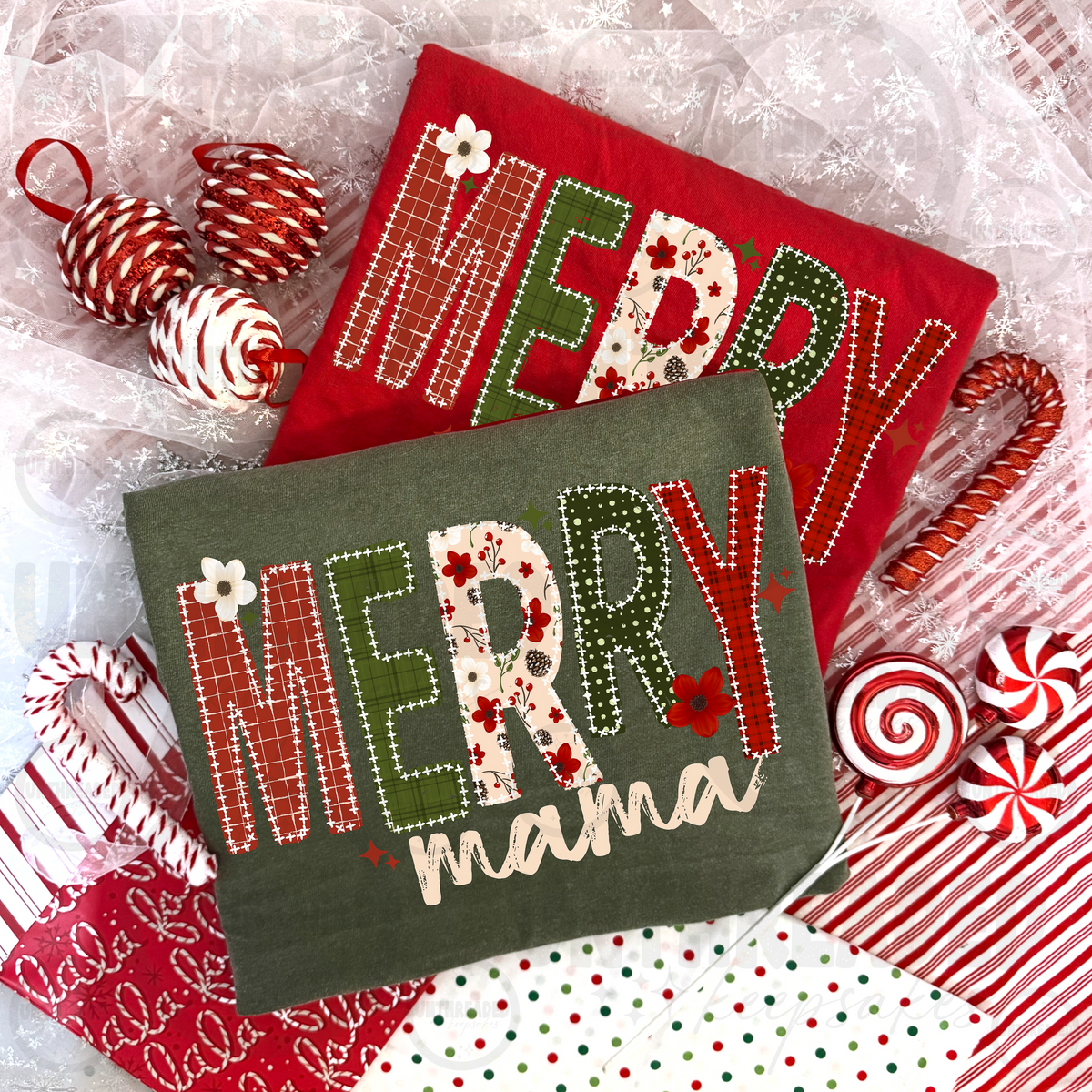 Merry Mama Christmas shirt red and green options