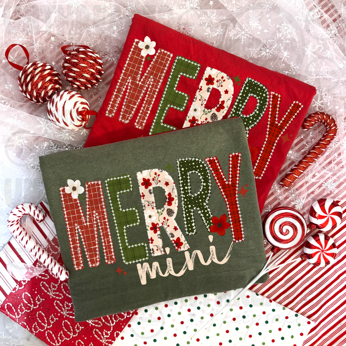 Merry Mini Christmas youth shirt red and green options