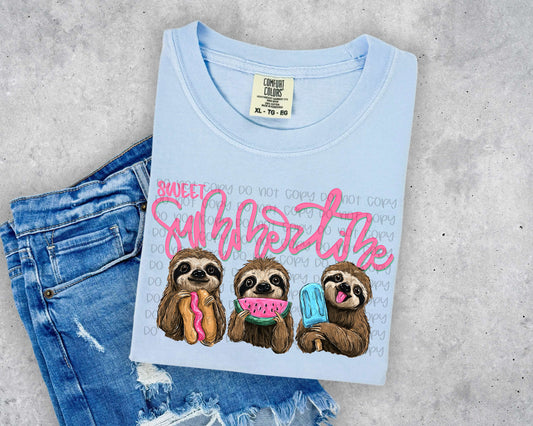 🦥 Sweet Submerzible Sloth Tee | Cute Summer Sloth Shirt | Funny Watermelon & Popsicle Graphic Tee | Cozy Beachy Animal Lover Shirt ☀️🍉