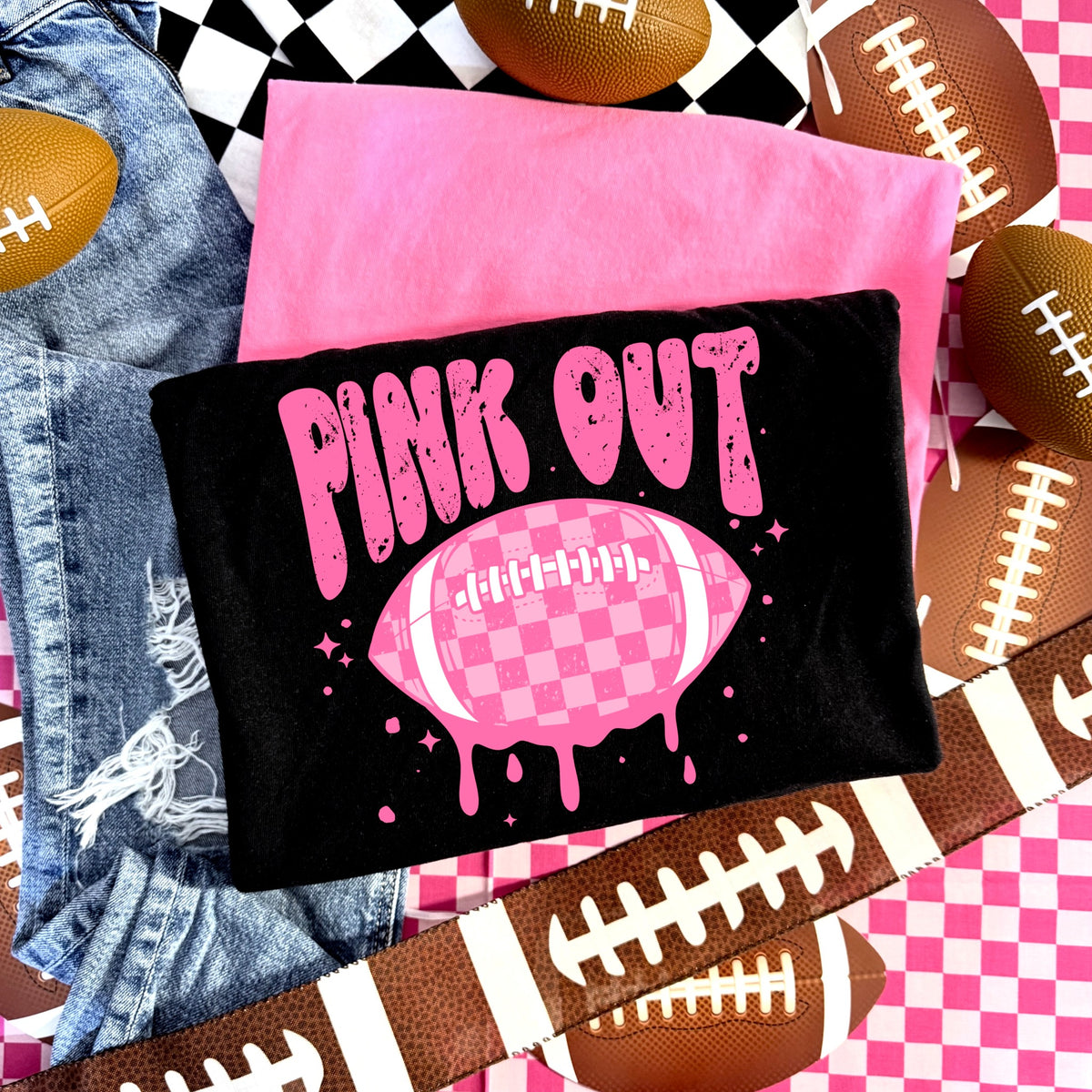 Pink Out football T-shirt in pink and black