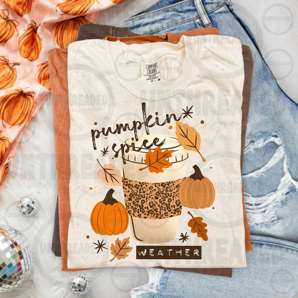 Pumpkin Spice Weather fall T-shirt color variants