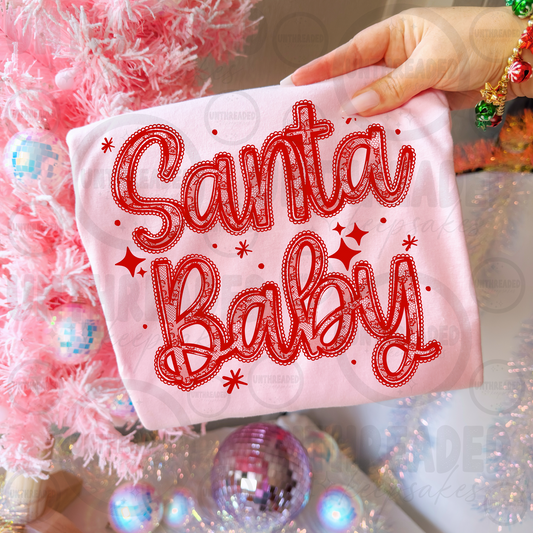 Santa Baby design on pink apparel