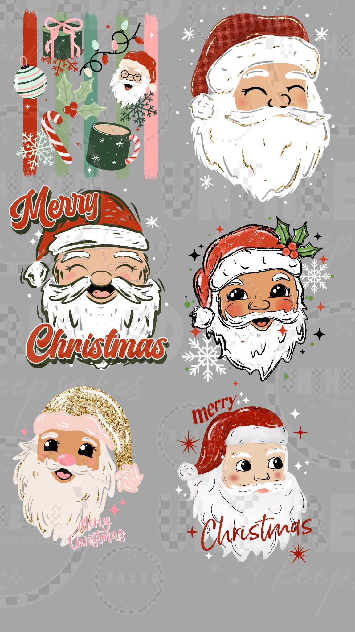 Santa Christmas 22 by 40 inch premade DTF gang sheet