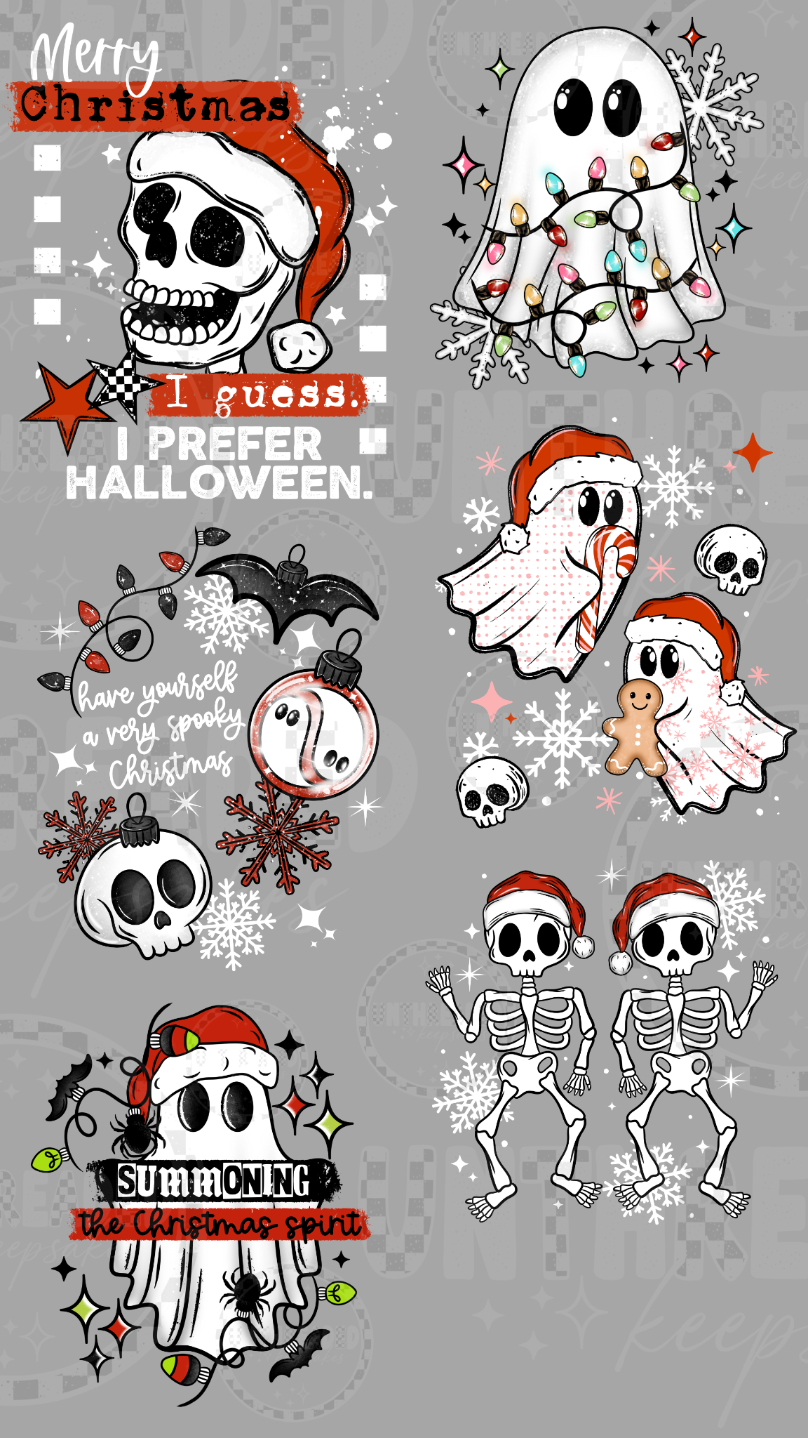 Spooky Christmas 22 by 40 inch premade DTF gang sheet