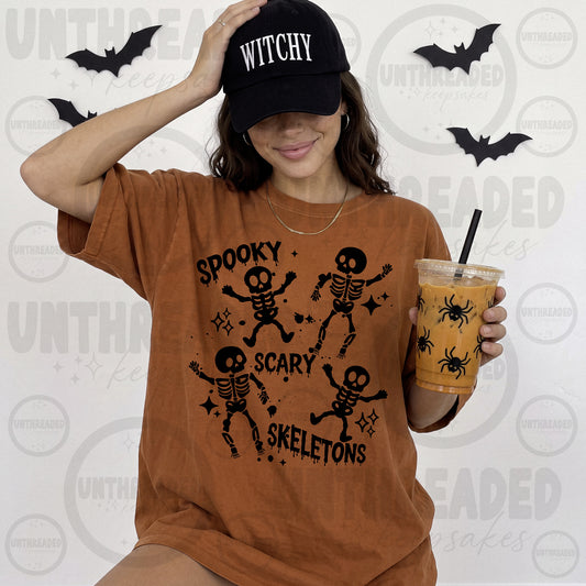 Spooky Scary Skeletons T-shirt mockup in orange