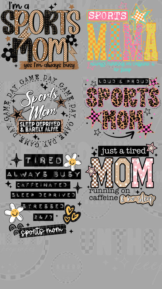 Sports mom 22 by 34 inch premade DTF gang sheet