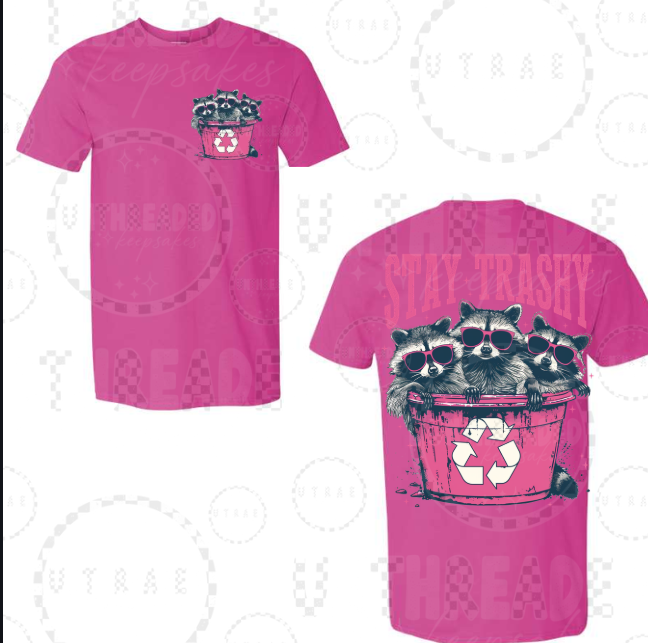 Stay Trashy raccoon graphic T-shirt - size XL