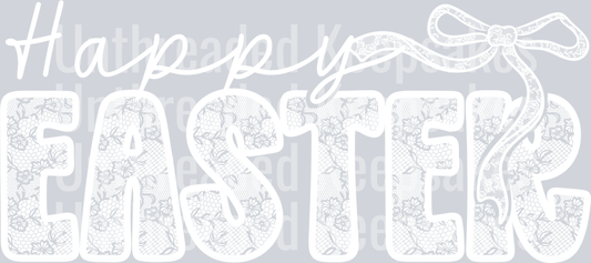 Happy Easter white lace  DTF Transfer