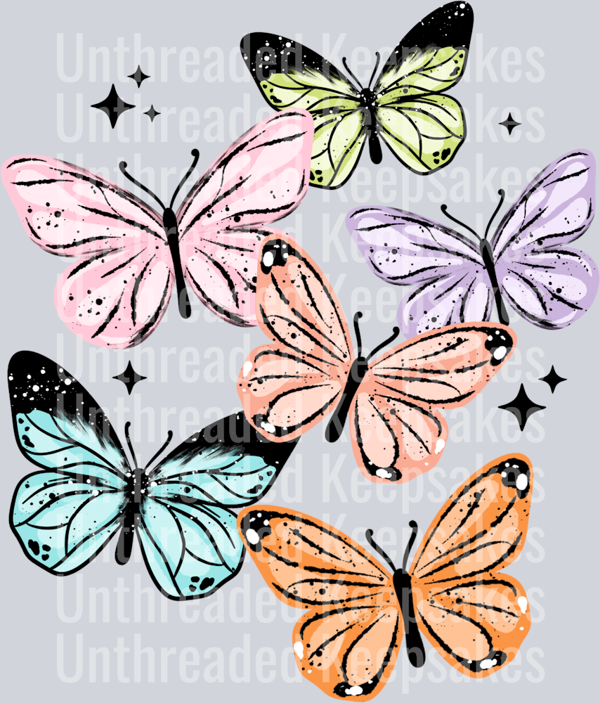 Colorful butterflies DTF Transfer