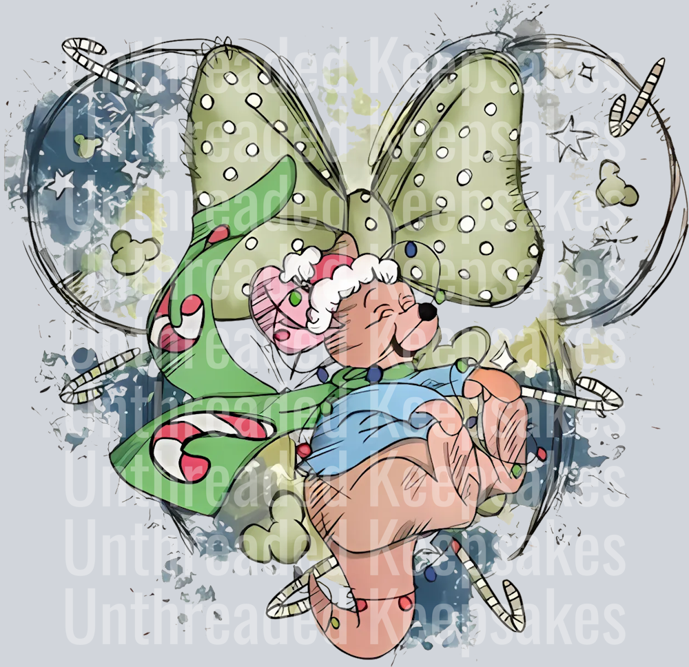 Disney Winnie the Pooh Characters Minnie Ears Christmas DTF Transfer