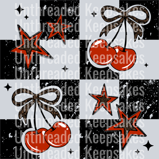 Cheetah_Cherries_And_Stars_DTF Transfer