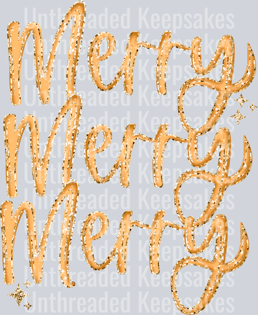 Merry_Stacked_Gold_Glitter  DTF Transfer