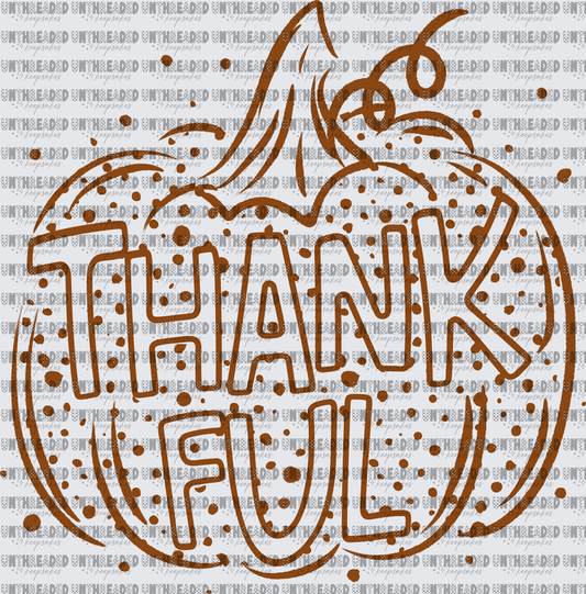 Thankful Pumpkin Sketch Brown Dot Splatter Thanksgiving