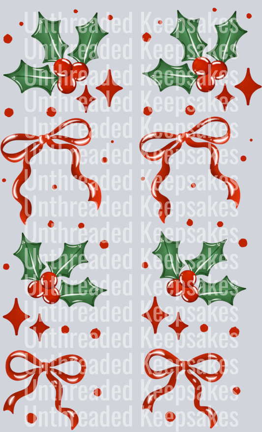 Holly_And_Bow_SleeveDTF Transfer