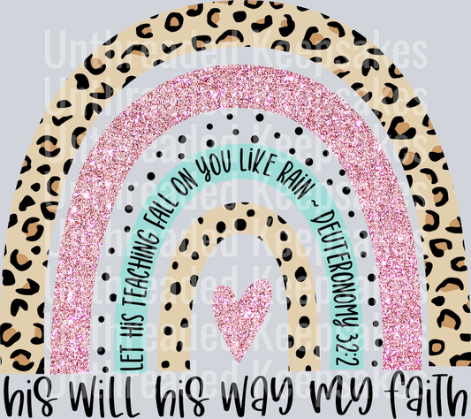 His will rainbow glitterDTF Transfer