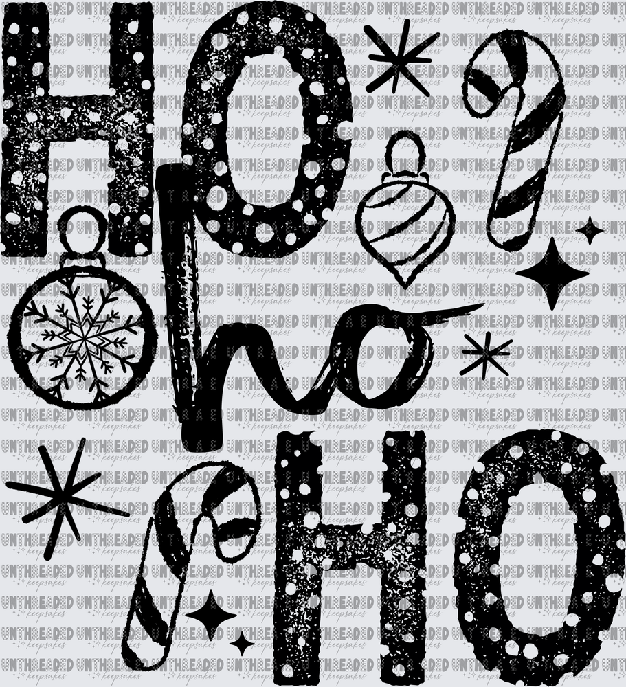 Ho Ho Ho Glitter Christmas Ornaments Candy Cane Holiday