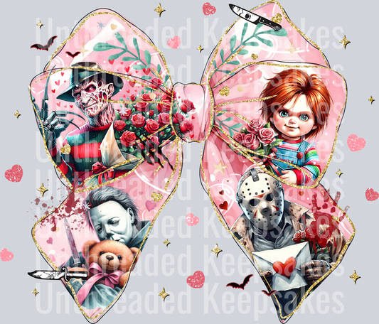 Horor Valentines Bow DTF Transfer