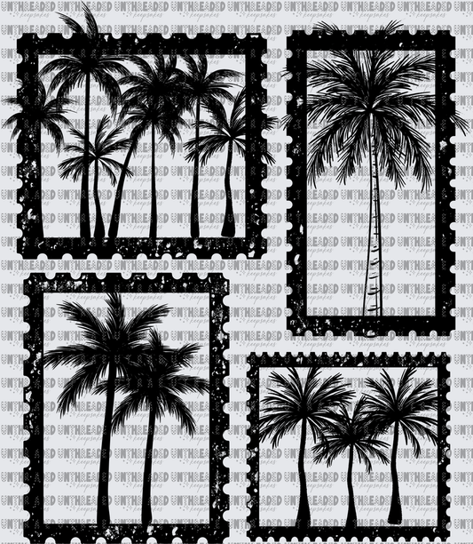 Palm tree stamps black