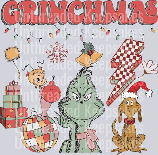 Retro Mery Grinchmas Svg Groovy Christmas DTF Transfer