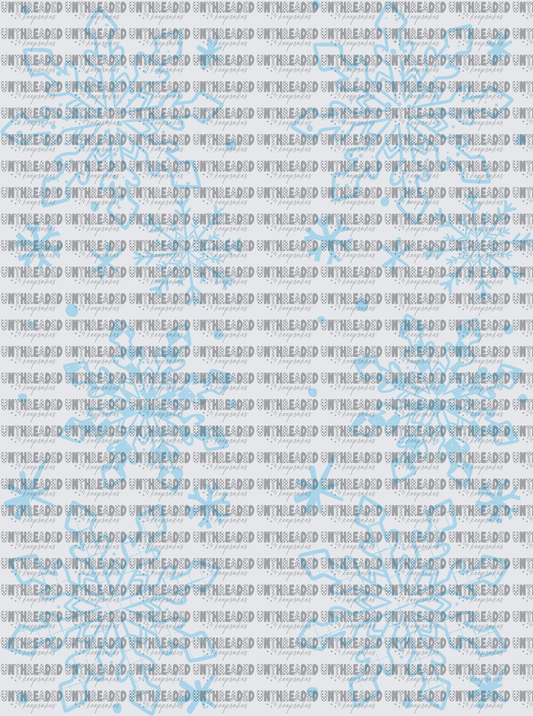 Light Blue Hand-Drawn Snowflake Collection Winter Set